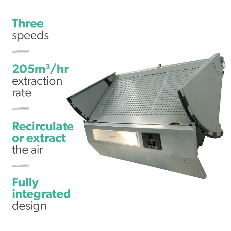 Refurbished electriQ 60cm Fully Integrated Built in Cooker Hood Grey