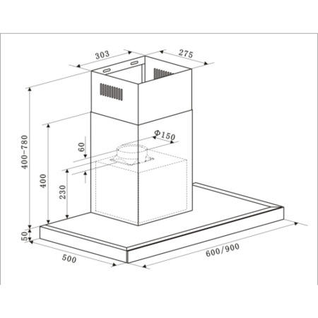 Refurbished electriQ eIQCHSLINESSE90 90cm Slimline Electronic Cooker Hood Stainless Steel