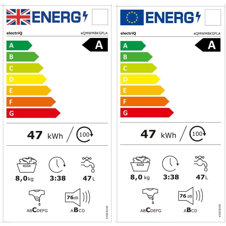 Refurbished electriQ eQMWM8KGFLA Freestanding 8KG 1400 Spin Washing Machine White