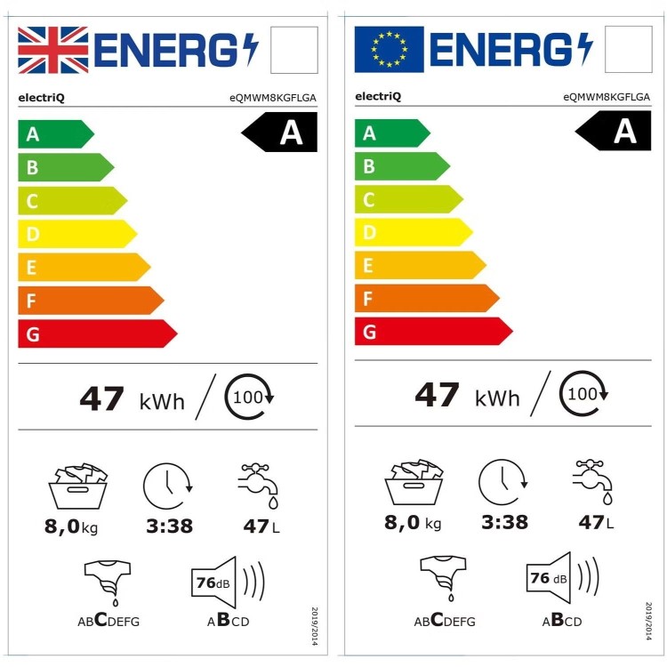 electriQ 8kg 1400rpm Washing Machine - Graphite
