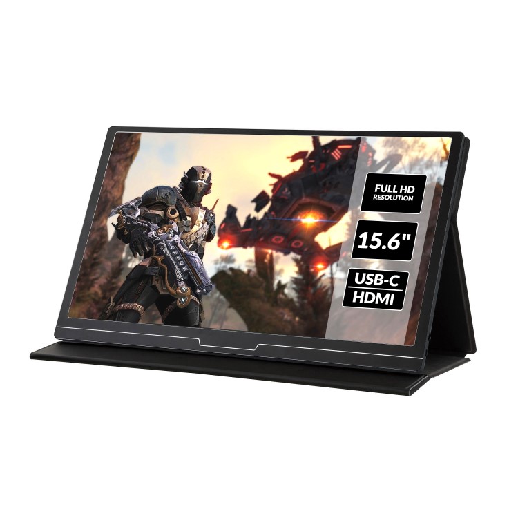 GRADE A2 - electriQ 15.6 inch Portable Gaming Monitor HDMI/USB-C Speakers Built-in - Compatible with Raspberry Pi PS4 Xbox & Mobile Phones
