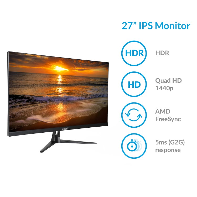 GRADE A3 - electriQ 27" IPS QHD 1440p 95Hz FreeSync HDR Monitor