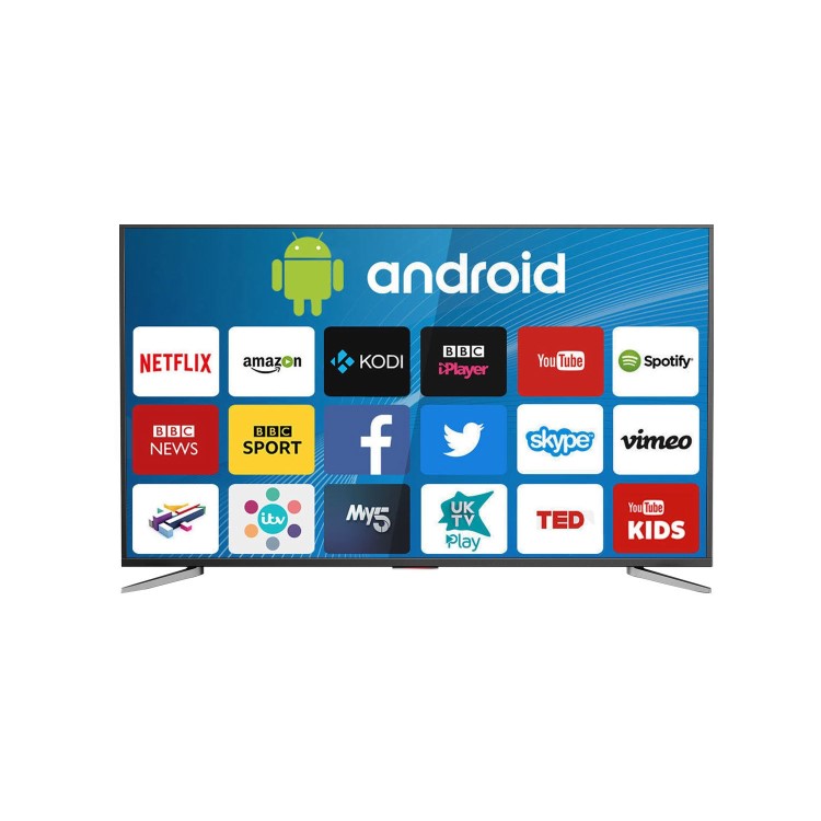 electriQ 75" 4K Ultra HD LED Android Smart TV with Freeview HD - Silver