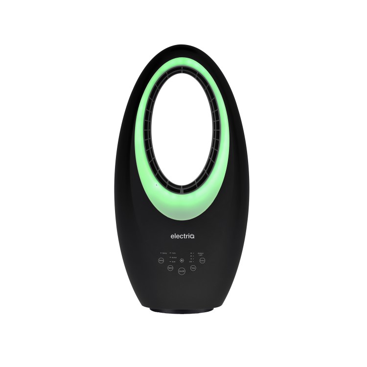electriQ 24 Inch Bladeless Tower Fan with Mood Light - Black