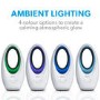 electriQ 24 Inch Smart Quiet Bladeless Tower Fan and Heater with Mood Light - White