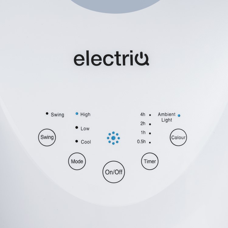 electriQ 24 Inch Smart Quiet Bladeless Tower Fan and Heater with Mood Light - White