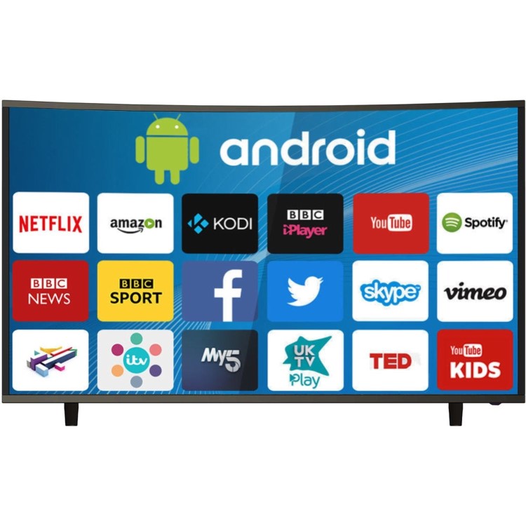 Ex Display - electriQ 49" Curved 4K Ultra HD Android Smart HDR LED TV with Freeview HD