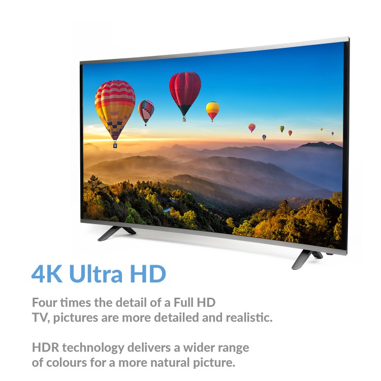 electriQ 65" Curved 4K Ultra HD Android Smart HDR LED TV with Freeview HD
