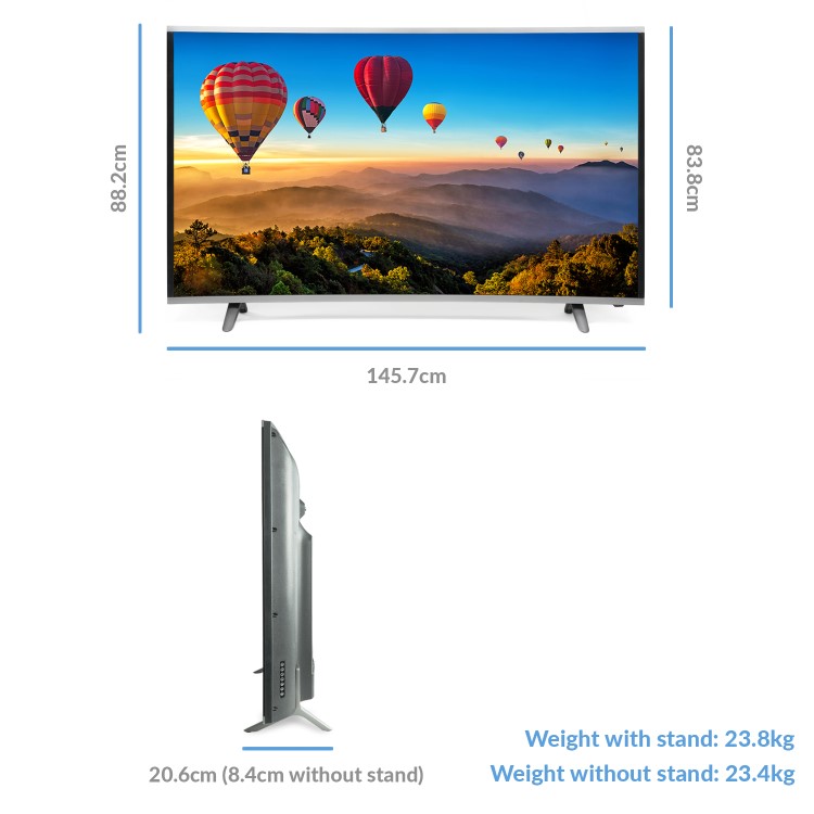 electriQ 65" Curved 4K Ultra HD Android Smart HDR LED TV with Freeview HD