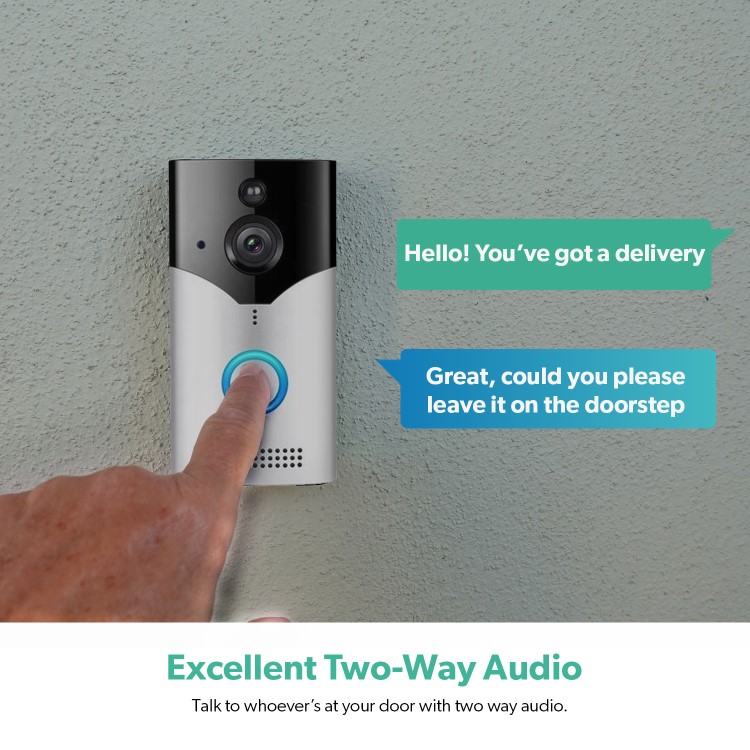 electriQ 720p HD Wireless Video Doorbell Camera Gen 1 with Intercom & Chime - Silver