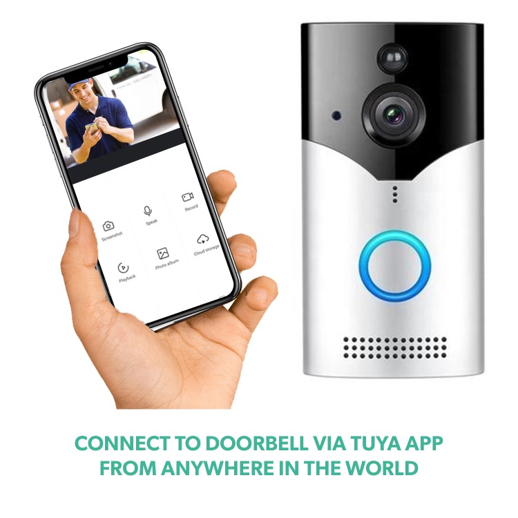 electriQ 720p HD Wireless Video Doorbell Camera Gen 1 with Intercom & Chime - Silver