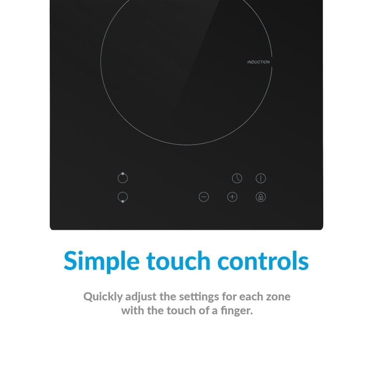 GRADE A1 - electriQ 30cm Domino Two Zone Induction Hob Black - Plug in and go ! 