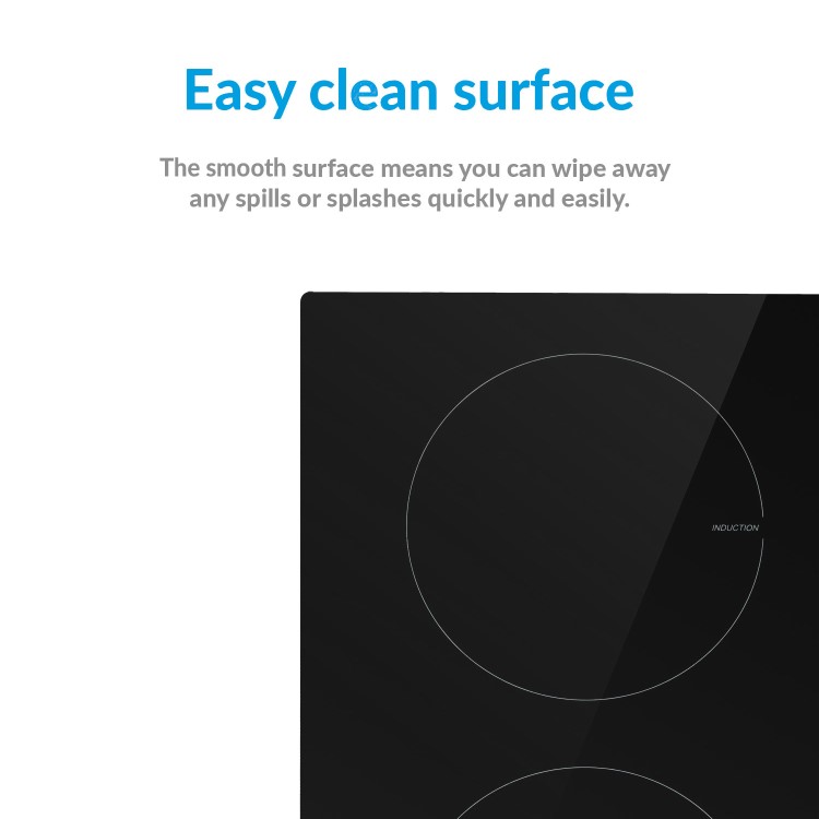 GRADE A1 - electriQ 30cm Domino Two Zone Induction Hob Black - Plug in and go ! 