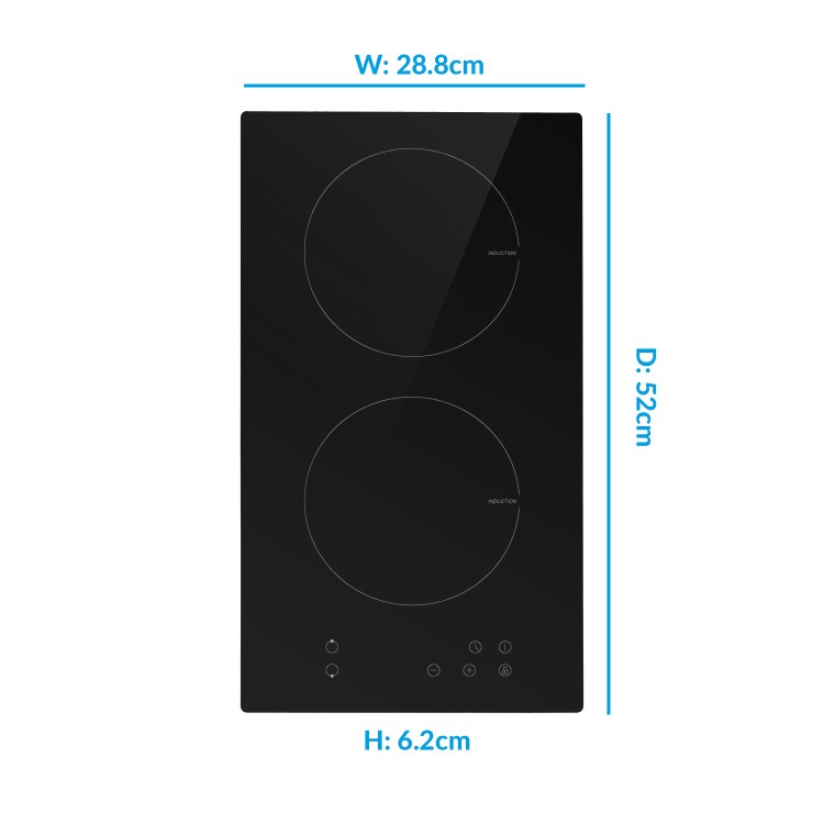GRADE A1 - electriQ 30cm Domino Two Zone Induction Hob Black - Plug in and go ! 
