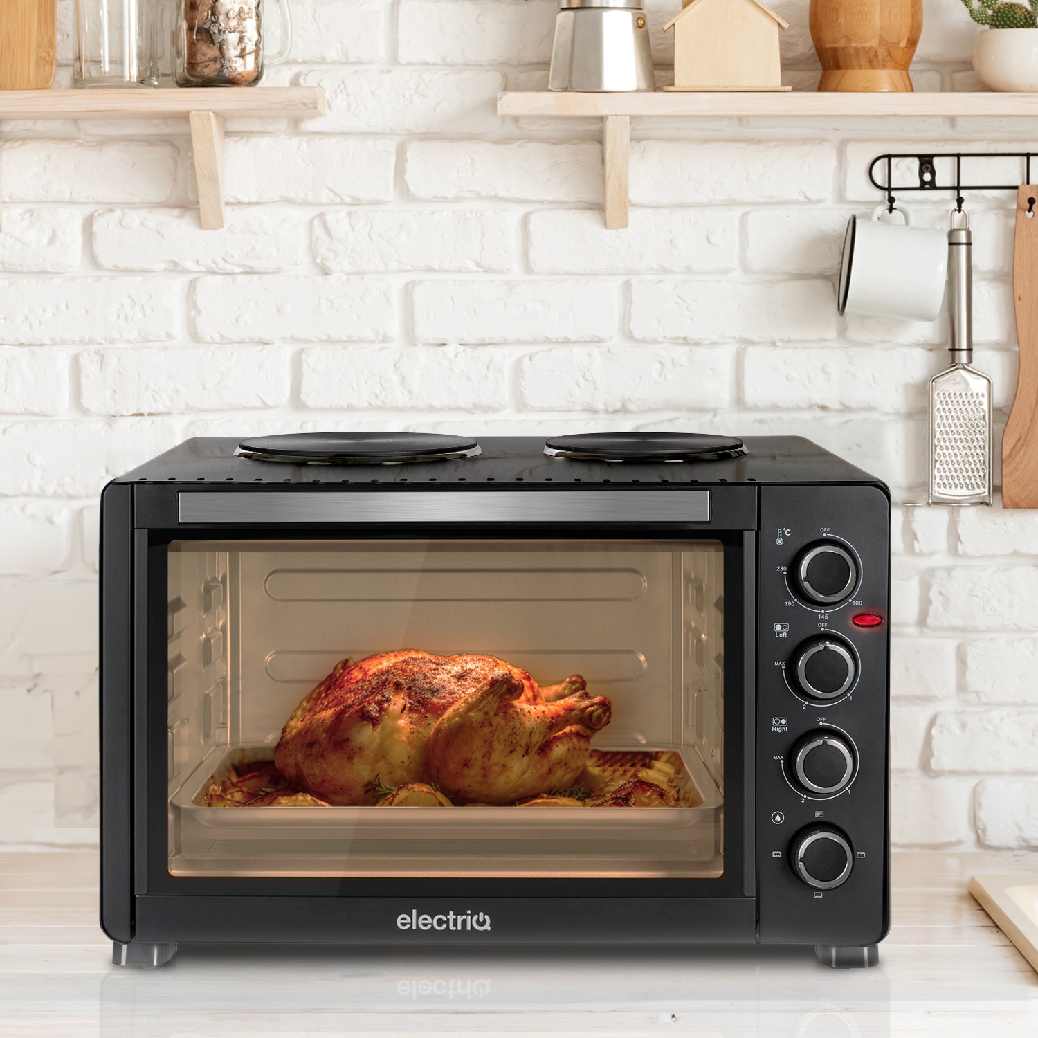 Oven R electriQ 45L Mini Oven with Dual Hotplates | electriQ