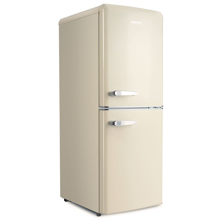 Refurbished electriQ eiQ50132RETROCTNF Freestanding 153 Litre 60/40 Retro Frost Free Fridge Freezer Cream 