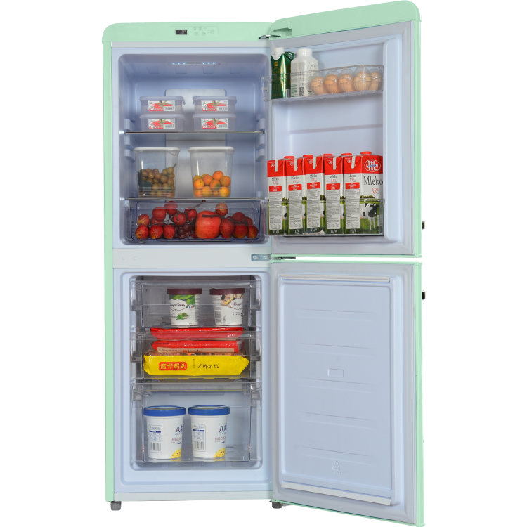 electriQ 153 Litre 60/40 Retro Freestanding Fridge Freezer - Mint Green Total No Frost