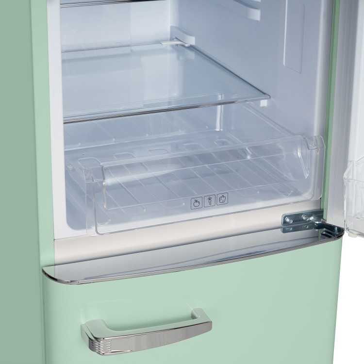 electriQ 153 Litre 60/40 Retro Freestanding Fridge Freezer - Mint Green Total No Frost