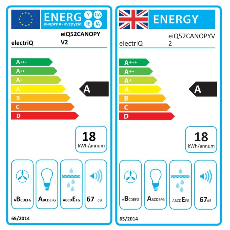 electriQ 52cm Canopy Cooker Hood - Silver