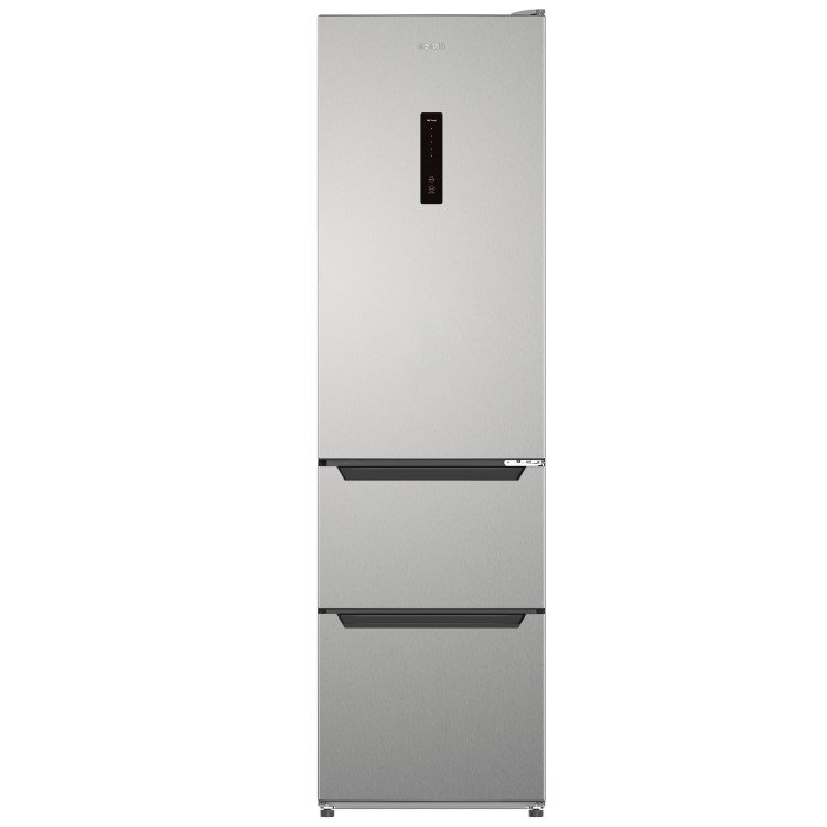 Refurbished electriQ eiQ54MDFFINOX Freestanding 282 Litre Frost Free Fridge Freezer Stainless Steel