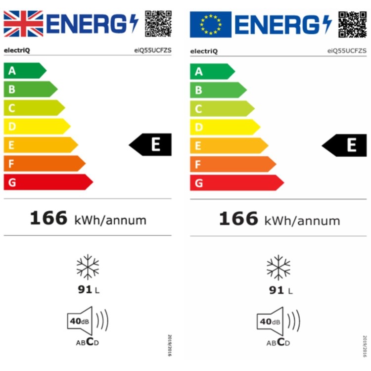 electriQ 91 Litre Freestanding Under Counter Freezer - Silver