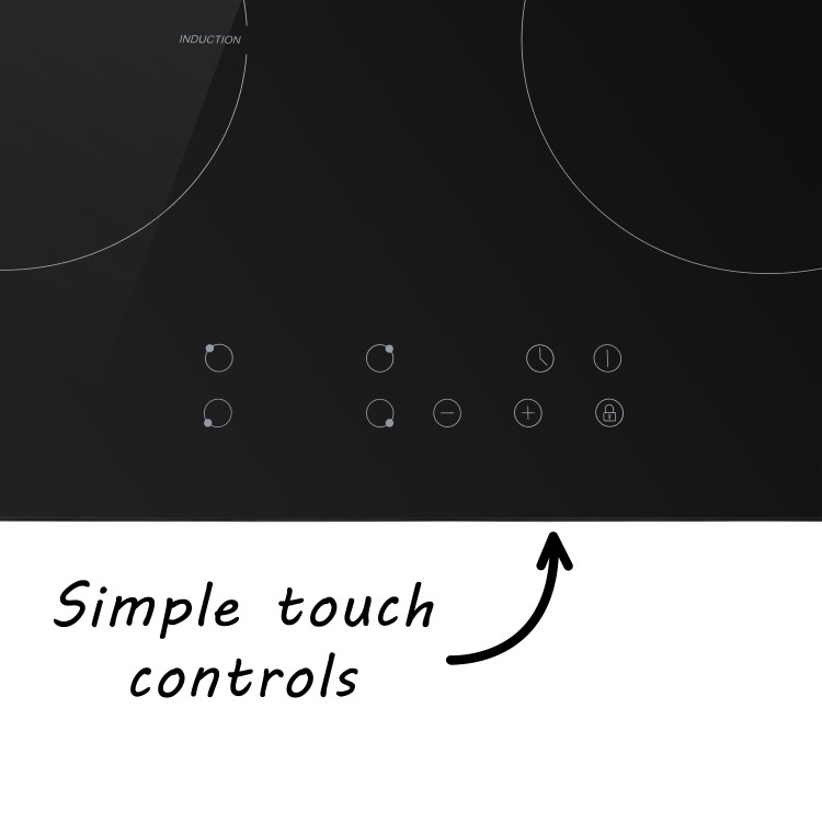 GRADE A1 - electriQ 60cm 4 Zone Induction Touch Control Hob