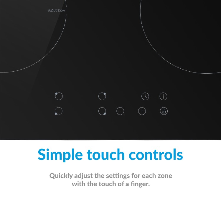 GRADE A1 - electriQ 60cm 4 Zone Induction Touch Control Hob