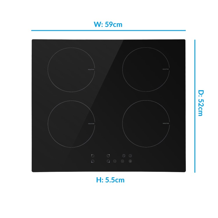 GRADE A1 - electriQ 60cm 4 Zone Induction Touch Control Hob