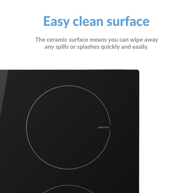 GRADE A1 - electriQ 60cm 4 Zone 13amp Touch Control Induction Hob - Plug in and go !  