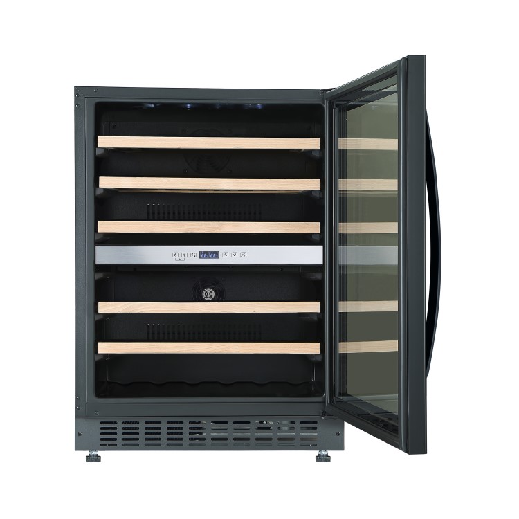 Refurbished electriQ eiQ60WINEBG Freestanding 46 Bottle Full Range Dual Zone Wine Cooler Black