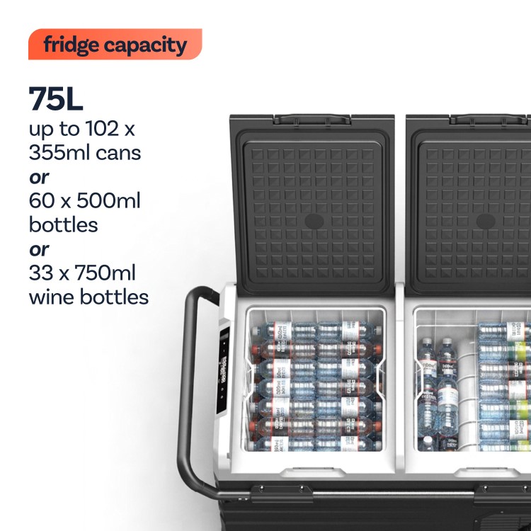 electriQ 75 Litre Portable Compressor Car Fridge Freezer