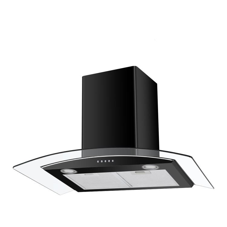 Refurbished electriQ eiQ80CURVBLTM 75cm Curved Glass Chimney Cooker Hood Black