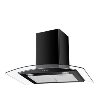 Refurbished electriQ eiQ80CURVBLTM 75cm Curved Glass Chimney Cooker Hood Black