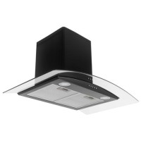 electriQ 75cm Curved Glass Chimney Cooker Hood - Black