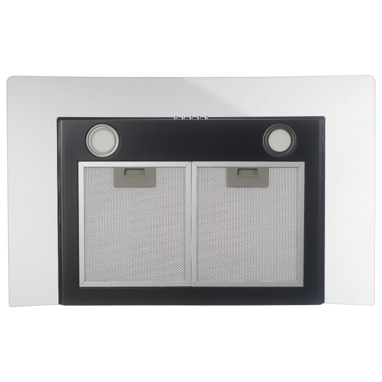 electriQ 75cm Curved Glass Chimney Cooker Hood - Black