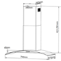 electriQ 75cm Curved Glass Chimney Cooker Hood - Black