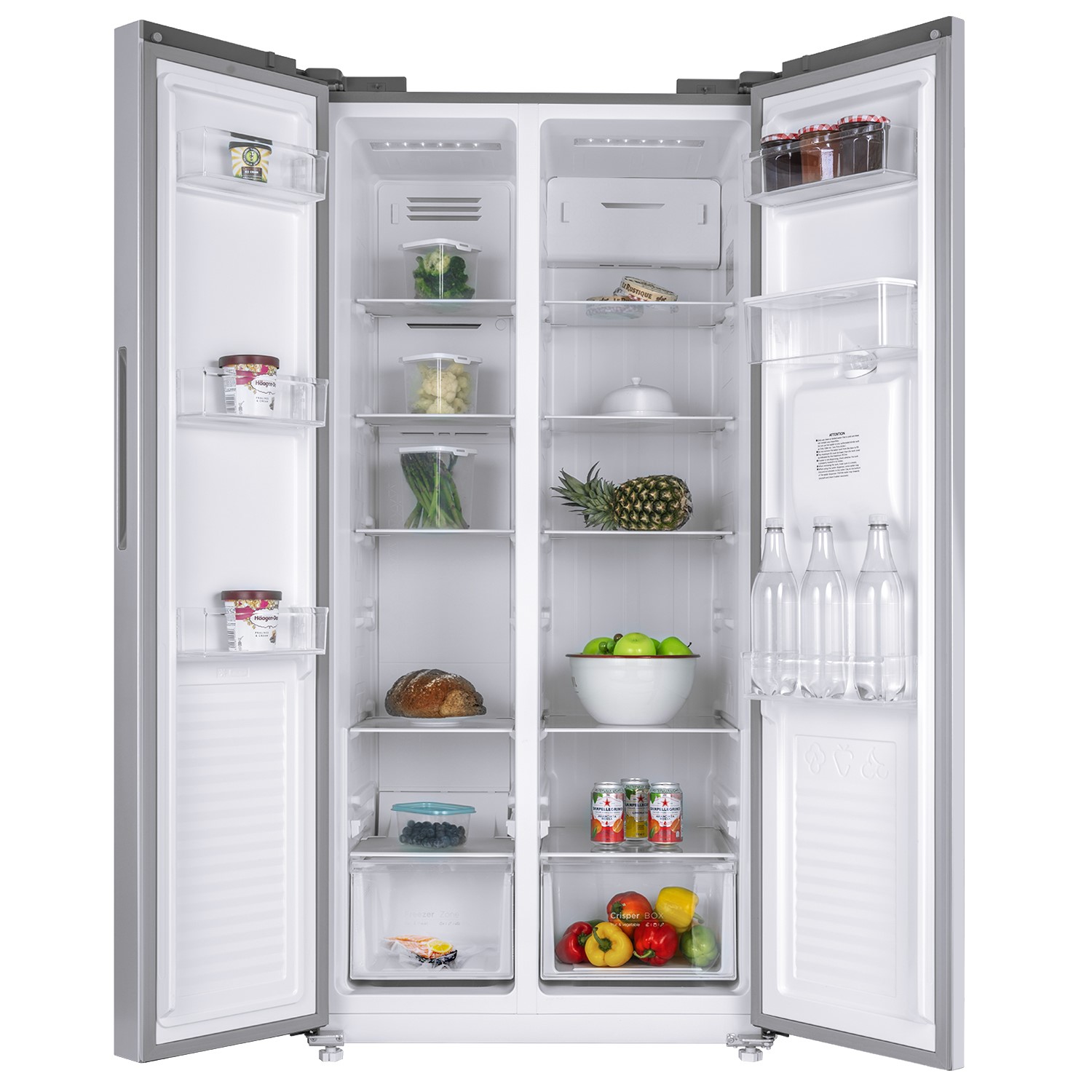 electriQ 430 Litre Side By Side American Fridge Freezer Silver electriQ electriQ 430 Litre Side By Side American Fridge Freezer Silver electriQ