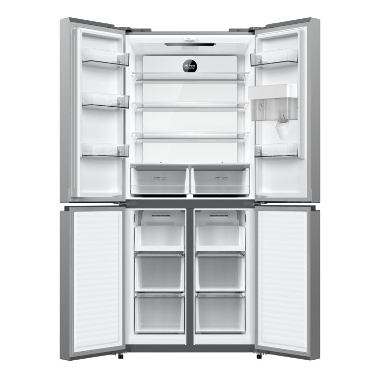 electriQ 415 Litre Four Door American Fridge Freezer with Water Dispenser - Stainless Steel
