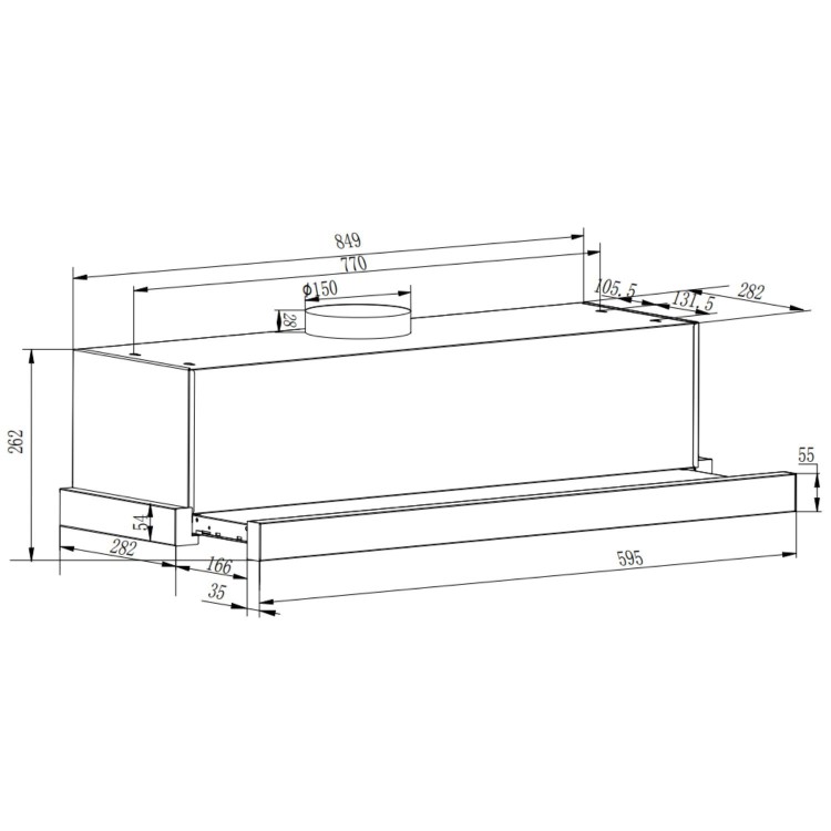 electriQ 90cm Telescopic Hood – Black