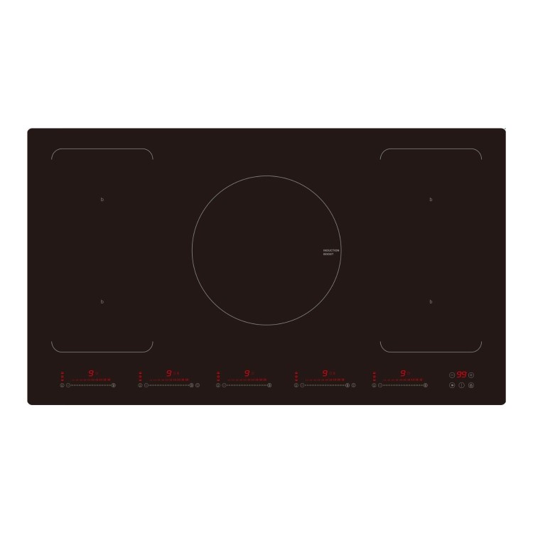 electriQ 90cm Induction Hob with 2 Flex Zones - Black