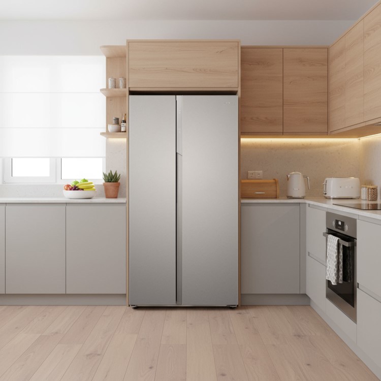 electriQ 525 Litre Side-by-Side American Fridge Freezer - Stainless steel