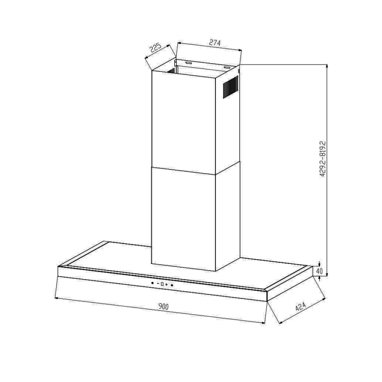 90cm electriQ 90cm Slimline Chimney Cooker Hood - Stainless Steel | electriQ