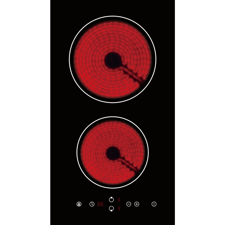 GRADE A1 - electriQ 30cm Domino Touch Control Two Zone Ceramic Hob in Black - Plug in and go!