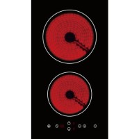 GRADE A1 - electriQ 30cm Domino Touch Control Two Zone Ceramic Hob in Black - Plug in and go!