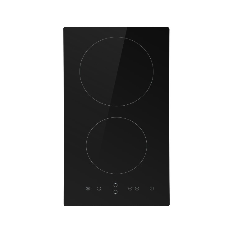 GRADE A1 - electriQ 30cm Domino Touch Control Two Zone Ceramic Hob in Black - Plug in and go!