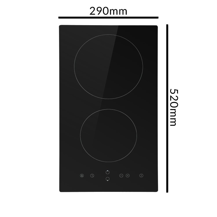 GRADE A1 - electriQ 30cm Domino Touch Control Two Zone Ceramic Hob in Black - Plug in and go!