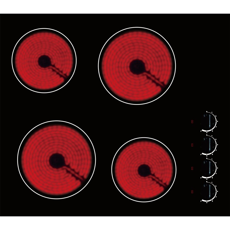 GRADE A3 - electriQ 60cm 4 Zone Glass Ceramic Hob With Knob Control 
- Black