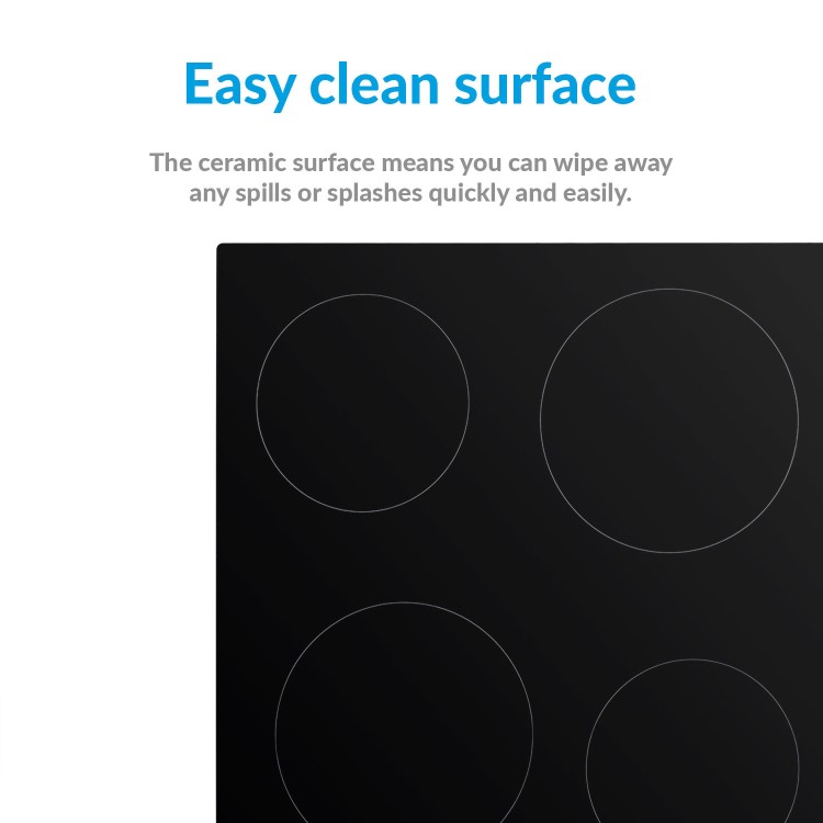 GRADE A3 - electriQ 60cm 4 Zone Glass Ceramic Hob With Knob Control 
- Black