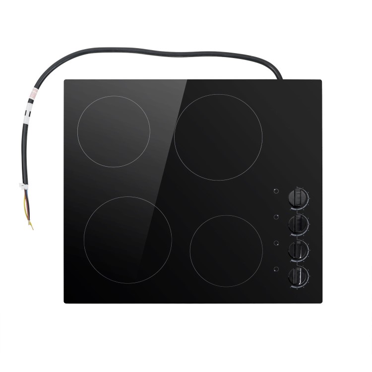 GRADE A3 - electriQ 60cm 4 Zone Glass Ceramic Hob With Knob Control 
- Black