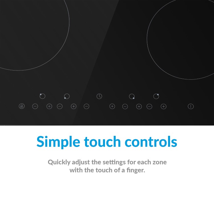 GRADE A1 - electriQ 60cm 4 Zone Ceramic Hob
 with Touch Control - Black